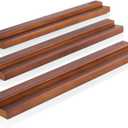 MÖNKE Vinyl Record Wall Mount - 3 Elegant Display Ledges Made from Solid Wood - These Vinyl Record Shelf Will Hold Records of Any Size (Brown)