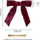 LaRibbons 24 Pcs Burgundy Crinkled Velvet Bows for Christmas Tree, Door, Garland, Wreath, 1" Wide, 3.9"x3.9", Vintage Style