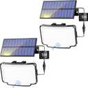 Peasur 2 Pack Solar Motion Lights Outdoor, 318 LED Solar Security Light with 3 Modes, IP65 Waterproof Powered Flood Lights for Outside Garden Patio Garage Yard Backyard (Cool White)