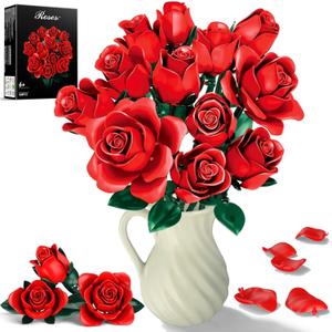 Flower Bouquet Building Set, 12 Kinds Flowers Botanical Collection Decor | Flowers Botanical Collection and Decorative Home for Mother's Day, Birthdays, Gifts Ideal for 6+ Women Girls Adults, No Vase