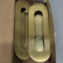 Pocket Door Handles Gold,6 inch Oval Recessed Flush Pocket Door Pull Handle,304 Stainless Steel Pocket Door Hardware, Hidden Edge Pull with Push Automatic Bounce Switch