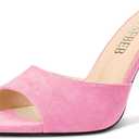 TNYNFBEB Womens Stiletto High Heel Pointed Open Toe Sandals Mules Shoes Slingback Slip-on Prom Party Dress Summer 3.9 Inches Heels Peach Pink 11 M US