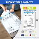 12-Piece Travel Vacuum Storage Bags—Roll-Up Compression Bags to Save Space in Luggage, for Camping, and for Storing Clothing—No Pumping Required, 23.65” X 15.75”