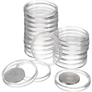 uxcell 20 Pcs 36mm Silver Dollar Coin Holders, Plastic Coin Capsule Covers Acrylic Clear Round Coin Collection Supplies Container for Silver Coin Protectors or NFC Tag