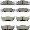 8PCS Front Rear Ceramic Brake Pads Replacement Kit Fits 2006-2010 For Ford Explore/Mercury Mountaineer,2007-2010 For Ford Explorer Sport Trac (D881 D1158)