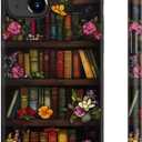 for iPhone 14 Case Cute - Wireless Charging Compatible - Dual-Layer Hard Shell + Silicone Cover - Aesthetic Protective Trendy Phone Case for Women - Floral Library