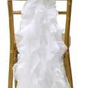Milk Yarn Chair Cover, Tulle Chair Back Cap Covers for Bridal Shower, Wedding, Baby Shower Decoration Long Tulle High Chair Skirt Slipcovers (White, 2pcs)