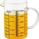 Glass Measuring Cup-[Insulated handle | V-Shaped Spout]-Made of High Borosilicate Glass Measuring Cup for Kitchen or Restaurant, Easy to Read, 500 ML (16 Oz, 2 Cup) (2Cup,500ml(High Borosilicate Glass))