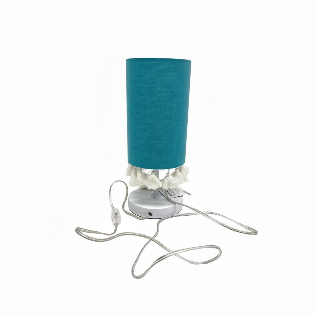Turquoise Nightstand Table Lamp for Bedroom -, Small Lamp for Office Desk with Metal Base, LED Bulb Included