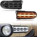 Smoke Lens Switchback White/Amber LED Front Headlight Compatible with Toyota FJ Cruiser 2007-2021 Accessories Function As Daytime Running Lamp and Turn Signal Light 2 in 2