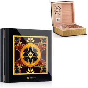 L26L Book Cigar Humidor for 80 Cigars Decorative Book Style Humidor Box Spanish Cedar Lining, Piano Lacquer Finish, Digital Hygrometer, Magnetic Seal Gift for Cigar Aficionados, Black | Book Style Design, Cedar Lining, Piano Lacquer, Digital Hygrometer, Magnetic Seal, For Cigar Aficionados, 80 Cigars