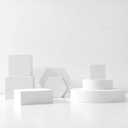 8PCS Geometric Cube Photo Props Set, Hard Foam Photography Background Props for Goods, Crafts, Lipstick, Jewelry, Cosmetics, Makeup Tools, Food (White)