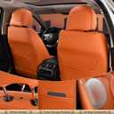 FLORICH Car Seat Covers Full Set Orange Seat Cover Front Seats and Back Leather Seat Covers for Cars Waterproof Car Seat Cushion Universal Car Seat Protector Fit for Most Cars Trucks SUVs