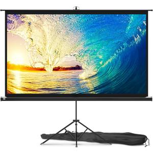 PropVue Projector Screen with Stand 84" - Indoor & Outdoor Projection Screen for Movie or Office Presentation - 16:9 HD Premium Wrinkle-Free Tripod Screen for Projector with Carry Bag & Tight Strap (Black)