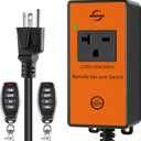 220v Automatic Remote Vacuum Switch Wireless Remote for Dust Collector and Table Saw Tools Starter Outlet Switch, 5S 10S Delay OFF(Battery Included)