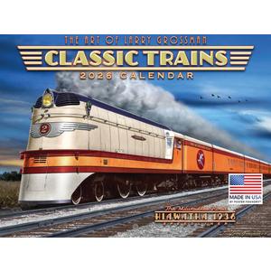 Train Calendar 2026 Classic Railroad Trains Gifts For Train Lovers by Larry Grossman Monthly Wall Calender 12 Month | American Made In The USA