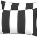 LVTXIII 2 Pack Outdoor Lumbar Pillow Covers 12x20 Inch with Piping, Water-Repellent Back Cushion Covers ONLY for Patio Furniture, Sofa, Garden Bench, Cabana Black