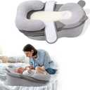 Baby Feeding Pillow, Anti Overflow Feeding Pillow for Reducing Spit-Up, Safety Nursing Pillow, Baby Lounger Reflux Wedge Breastfeeding, Removable top and Bottom (60*40*18 cm, Grey)