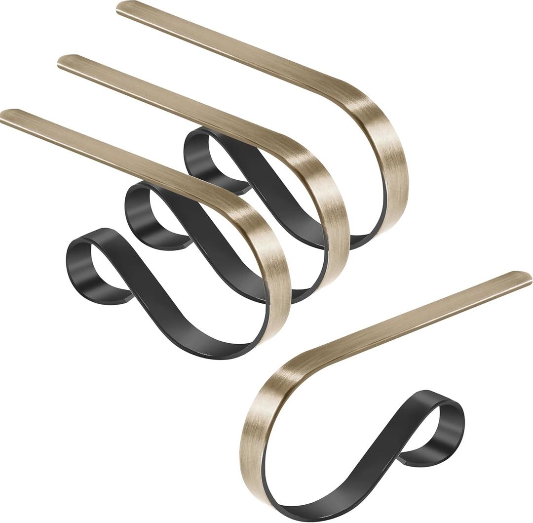 Christmas Stocking Holder Hanger,4 Pack Adjustable Stocking Holders for Mantle and Fireplace Metal Decoration for Xmas Holiday Party