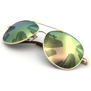 J+S Premium Military Style Classic Aviator Sunglasses, Polarized, 100% UV protection for Men Women (Gold Frame/Pink Mirror Lens)