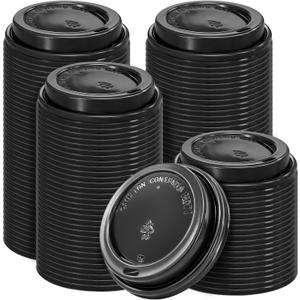 Clawsoff 240 Pack Disposable Coffee Cup lids, 3.54'' Leak-Proof Disposable Plastic Cup Lids for 10, 12, 16, 20oz Paper Cups, Hot/Cold Drinking Cup Lids, Black