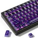 dagaladoo Purple Clear keycaps, Transparent keycaps 60 75 100 Percent, Crystal keycap Set, Shine Through Key caps Ceramic Style, MDA Profile Keyboard Key Cap for Mx Switches Mechanical Keyboard (115key)