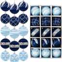 HyDren 15 Pcs 2.4 Inch Christmas Satin Navy Blue Ornaments Luxury Silk Shatterproof Christmas Tree Hanging Ball Decorations for Home Xmas Tree Party Holiday Supplies