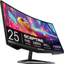 Sceptre Curved 24.5-inch Gaming Monitor up to 240Hz 1080p R1500 1ms DisplayPort x2 HDMI x2 Blue Light Shift Build-in Speakers, Machine Black (C255B-FWT240)