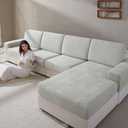 Couch Cushion Covers for Sectional and L Shaped Sofa, Stretch Soft Sofa Covers Washable Wear Resistant Slipcovers Furniture Protector Pet-Friendly (1PC Armrest Cover, Light Gray)