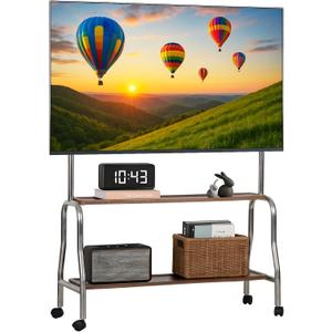 Rolling TV Stand for 40-80 Inch TVs, Mobile TV Cart with Lockable Wheels, Height Adjustable Shelf, Portable Heavy-Duty TV Stand with Storage, Max VESA 600x400mm for Home Office,Living Room