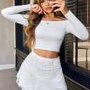 Avidlove Mini Skirts for Women Sexy Lace Y2K Skirt Pleated High Waist A Line Ruched Womens Mini Skirt(White,X-Large)