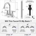 Bathroom Faucets for Sink 3 Hole, Hurran 4 inch Brushed Nickel Bathroom Sink Faucet with Pop-up Drain and Supply Lines, Stainless Steel Centerset Faucets for Sink Vanity RV