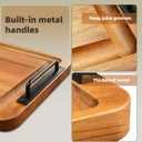 Large Wooden Charcuterie Boards with Handles, Extra Long Wood Serving Tray Platters,Rectangular BBQ Meat Cutting Cheese Board for Party Appetizers,Home & Outdoor 23.6x11.8x1.1
