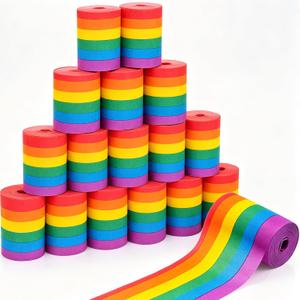 2 x 20 Rolls Rainbow Crepe Paper Streamers, 656FT Rainbow Streamers