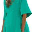 Yousify Women's Summer Rompers Dressy Casual Spring Short Sleeve Tshirt Romper Dress Loose Fit Flowy Jumpsuit with Pocket Green L