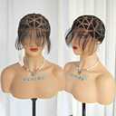 Pre-parted Full Double Lace Braided Wig Cap With Human Baby Hair For Crochet Wig Making, Triangle Parted 79 Knots Glueless Full Lace Crochet Wig Cap for Braiding and Crochet Hair, Big Head Friendly