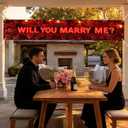 Will You Marry Me Banner 118 x 20 Inch Proposal Theme Wall Backdrop for Home Party Porch Fence Event Romantic Celebration Decor Indoor Outdoor Background Holiday Event Banner