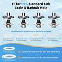 2PACK Universal Bathtub Drain Stopper Shower Hair Catcher Bathroom Sink Strainer, Tub Stopper with Visible Top Strainer, Brass Metal 3 in 1 Pop-up Stopper for Standard 1.1''~2.36'' Hole, Chrome