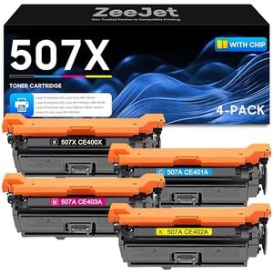 507A 507X High-Yield Toner Cartridges Replacement for HP 507X 507A CE400X CE401A CE402A CE403A for Enterprise M551 M551n M551dn M551xh M570dn M570dw M575f Printer Ink 4-Pack Black Cyan Magenta Yellow