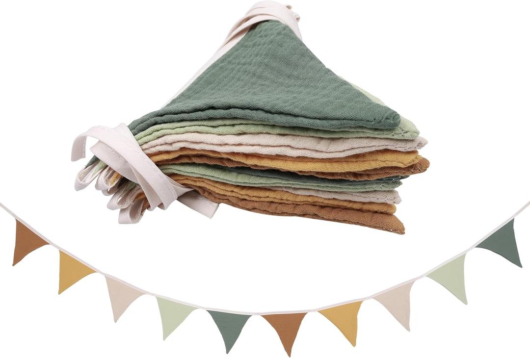 Pennant Banner Flags,Infant and toddler room decoration pennant,for Nursery Decor Baby Birthday Boho Wedding Shower Party Event (Colorful Green Banner)