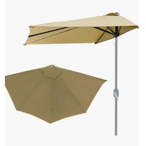 Strong Balcony Patio Half Umbrella Replacement Canopy Cover Only,Sun Shades Outdoor Patio for 9ft 5 Ribs Half Patio Umbrella for Balcony, Garden,Apartments,Deck (Only Canopy) (Beige)