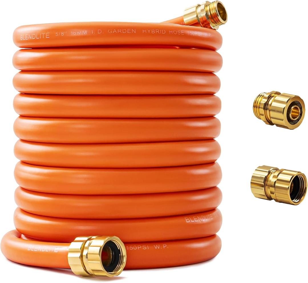 Garden Hose 100ft x 5/8", Custom Length, -40F to 150F, All-weather, NO Kink, Flexible, 600 Burst PSI, Leakproof Water Hose with Additional Customizable Solid GHT Fittings