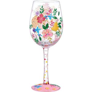 NymphFable Hand Painted Wildflowers Wine Glasses Birthday Wine Glass Birthday Gift for Women with Personalized Gift Box, 15oz