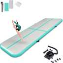 SUDOO 10ft Inflatable Gymnastics Tumbling Mat 4" Thick Air Tumble Track Training Mat with Electric Pump for Home Use/ Tumble/ Gym/ Exercise/
Training/Cheerleading/Yoga/Parkour/Beach/Park/Water (Green)