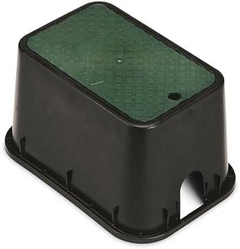 Rain Bird CPVBMST Professional Series 10" Rectangular Sprinkler Valve Box, Black with Green Lid, 10.25" High