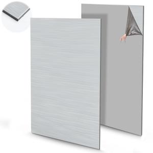 Blulu 2 Pcs Aluminum Composite Panel, 1/8" Thick Rectangle Aluminum Plastic Composite Sheet Plate for Industry Crafting Handcraft DIY Projects, Brushed Silver (24"x12")