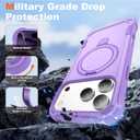 Compatible with iPhone 17 Pro Case 6.3'' with Magnetic Ring Stand [Military Drop Protection][Compatible with MagSafe] Shockproof 17 Pro Phone Case for Men Wowen,Purple