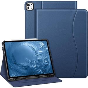 Fintie Folio Case for iPad Pro 13-inch (M4) 2024, Multi-Angle Viewing Protective Stand Cover with Pencil Holder & Pocket, Auto Sleep/Wake, Navy