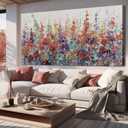 XIANSHOU Pink and Gold Wall Art Flowers Picture Textured Wall Art for Bedroom Living Room Office Girls Room Wall Decoration 29"x 58" (Colorful)