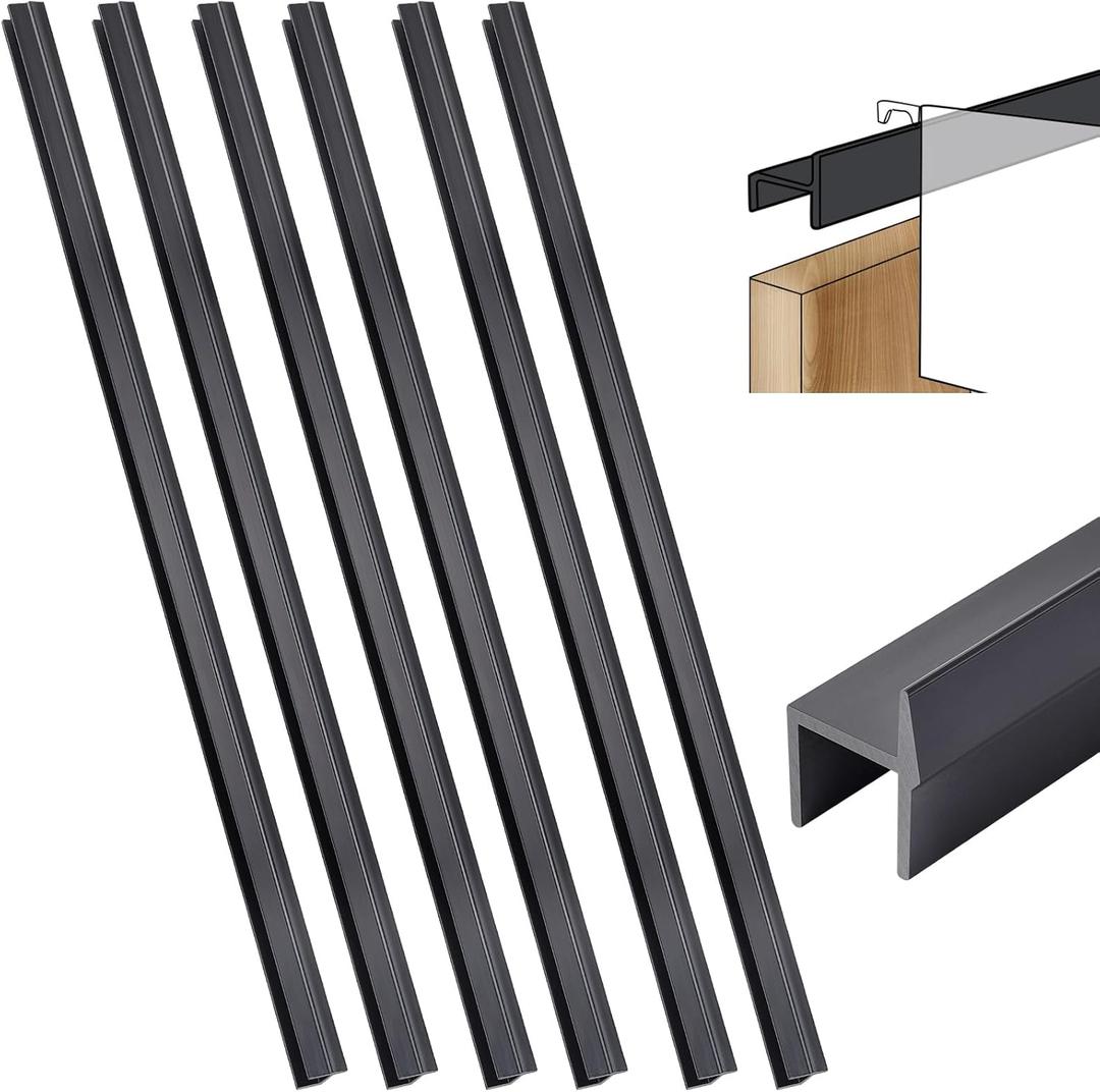 Leinuosen 6 Pcs File Cabinet Rails PVC Hanging Black Document Cabinet Rails for Drawer Sides Letter Size Office File Drawer Holder Organizer Storage, 15.8 Inches Long(3/4 Inch Wide)